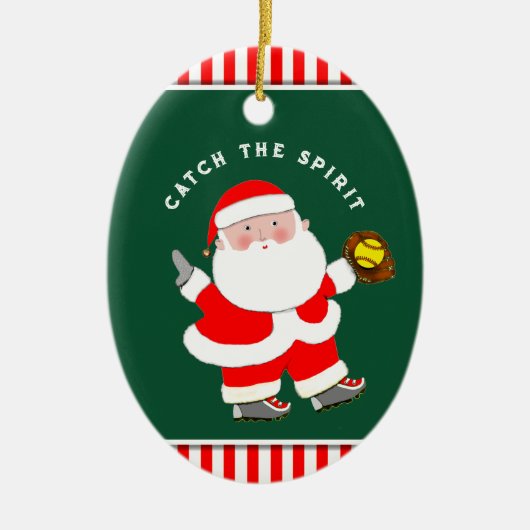 ソフトボールホリデーギフト セラミックオーナメント (正面)