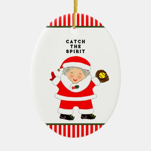 ソフトボールホリデーギフト セラミックオーナメント (正面)