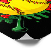 ソフトボールボールサンタハットクリスマスソフトボールドリップXm ポスター (角)