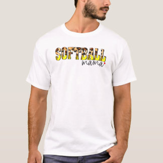 ソフトボールマママカワイヒョウ母の日スポーツ Tシャツ