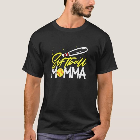 ソフトボールママ捕手投手母の日ママ Tシャツ (正面)