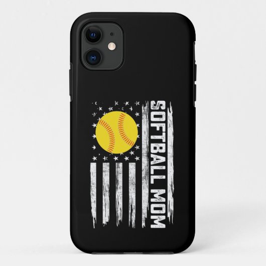 ソフトボールママ アメリカ国旗 ヴィンテージ 母の日 Case-Mate iPhoneケース (裏面)