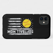 ソフトボールママ アメリカ国旗 ヴィンテージ 母の日 Case-Mate iPhoneケース (裏面(横))