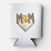 ソフトボールマムレオパードホームプレートカスタム番号 缶クーラー (正面)