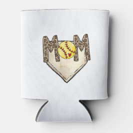 ソフトボールマムレオパードホームプレートカスタム番号 缶クーラー