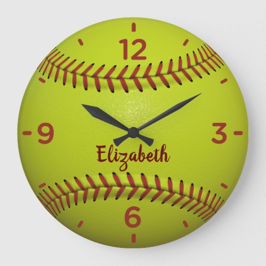 ソフトボールモノグラムアクリル壁時計 ラージ壁時計 (正面)