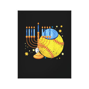 ソフトボールユダヤ（ユダヤ教）メノラーハヌカーハヌカー（ユダヤ教の祭り）スポーツロ キャンバスプリント