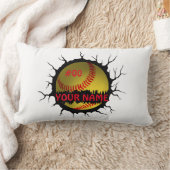 ソフトボールロゴ、ソフトボール名前をカスタムする、ソフトボールギフト ランバークッション (ブランケット)