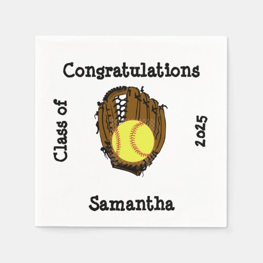 ソフトボール卒業おめでとうのクラス スタンダードカクテルナプキン (正面)