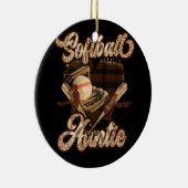 ソフトボール叔母ハート誇りを持ったソフトボール叔母ヒョウ セラミックオーナメント (右)