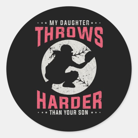 ソフトボール女子おもしろい野球選手の女子 ラウンドシール (正面)