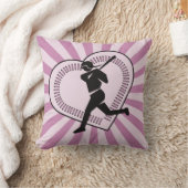 ソフトボール女子かわいいピンク日が差すこと選手チーム愛 クッション (ブランケット)