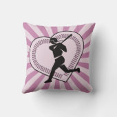 ソフトボール女子かわいいピンク日が差すこと選手チーム愛 クッション (裏面)