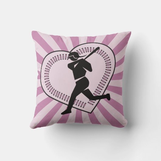 ソフトボール女子かわいいピンク日が差すこと選手チーム愛 クッション (裏面)