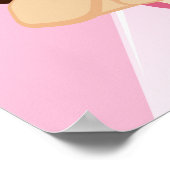 ソフトボール女子のピンクと白の打者 ポスター (角)