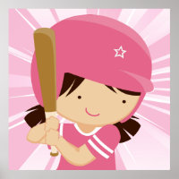 ソフトボール女子のピンクと白の打者