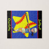 ソフトボール女子スターバッタースイングパーソナライズされた ジグソーパズル (横)