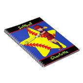 ソフトボール女子スターバッタースイングパーソナライズされた ノートブック (右側)