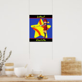 ソフトボール女子スターバッタースイングパーソナライズされた ポスター (キッチン)