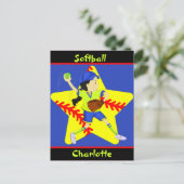 ソフトボール女子スターパーソナライズされた投手 ポストカード (スタンド正面)