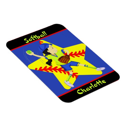 ソフトボール女子スターパーソナライズされた投手 マグネット (右側)