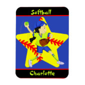 ソフトボール女子スターパーソナライズされた投手 マグネット (縦)