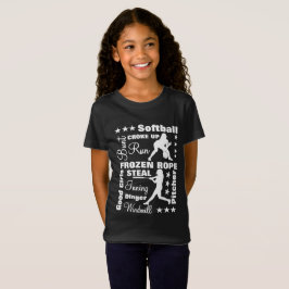 ソフトボール女子スポーツ用語タイポグラフィ Tシャツ