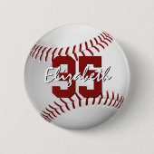 ソフトボール女子大生の名前ジャージー番号 缶バッジ (正面)