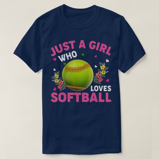 ソフトボール好きソフトバを愛する少女 Tシャツ (デザイン正面)