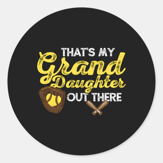ソフトボール孫娘おばあちゃん孫 ラウンドシール (正面)