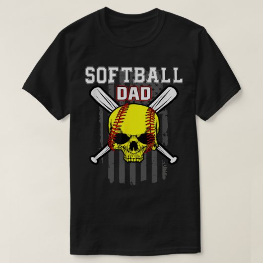 ソフトボール投手打手捕手スカルパパヴィンテージ Tシャツ (デザイン正面)