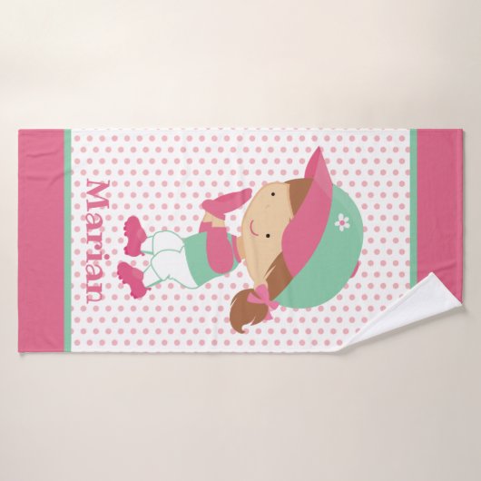 ソフトボール捕手ガールズキッズカスタムバスタオル バスタオル (バスタオル)