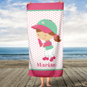 ソフトボール捕手ガールズキッズカスタムバスタオル バスタオル