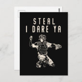 ソフトボール捕手キッズおもしろい野球選手ユーモア ポストカード (正面/裏面)