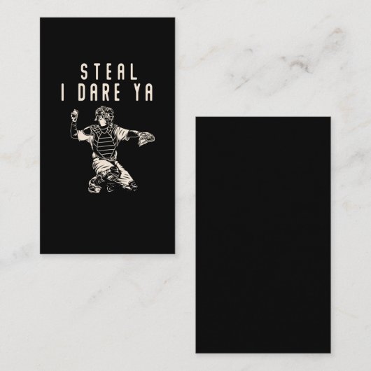 ソフトボール捕手キッズおもしろい野球選手ユーモア 名刺 (正面/裏面)