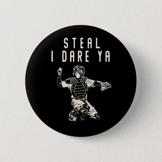 ソフトボール捕手キッズおもしろい野球選手ユーモア 缶バッジ (正面)