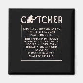 ソフトボール捕手女おもしろい子野球選手ユーモア マグネット (正面)