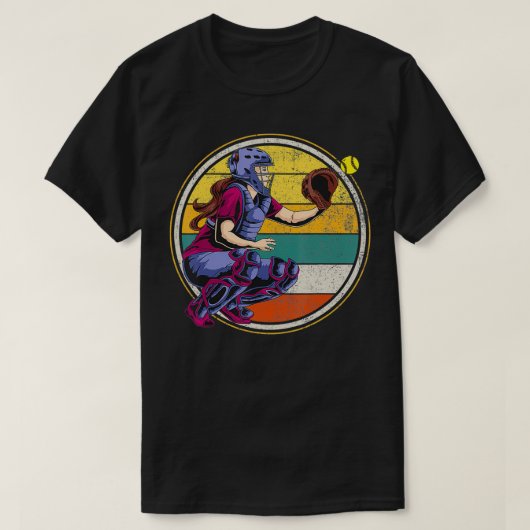 ソフトボール捕手選手チーム Tシャツ (デザイン正面)