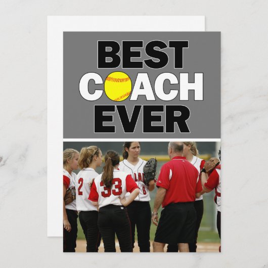 ソフトボール最高のコーチエバーカスタムフォトありがとう サンキューカード (正面/裏面)