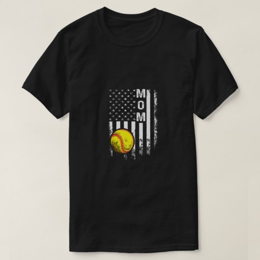 ソフトボール母アメリカ国旗のヴィンテージクリスマスクリスマス Tシャツ (デザイン正面)