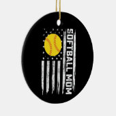 ソフトボール母アメリカ米国国旗のヴィンテージ母の日 セラミックオーナメント (右)