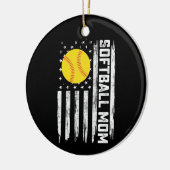 ソフトボール母アメリカ米国国旗のヴィンテージ母の日 セラミックオーナメント (左)