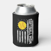 ソフトボール母アメリカ米国国旗のヴィンテージ母の日 缶クーラー (缶正面)
