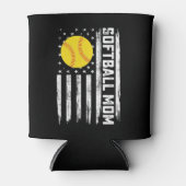 ソフトボール母アメリカ米国国旗のヴィンテージ母の日 缶クーラー (正面)