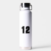 ソフトボール母イエローボールカスタムハート番号 ウォーターボトル (背面)