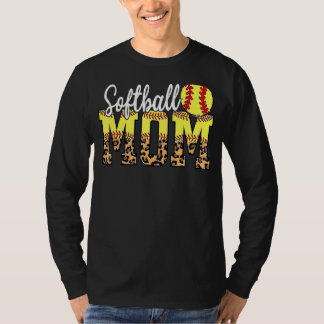ソフトボール母ヒョウハートスポーツ母の日1 Tシャツ
