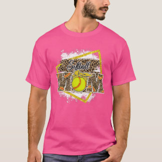 ソフトボール母ヒョウ漂白ファミリーマッチング Tシャツ