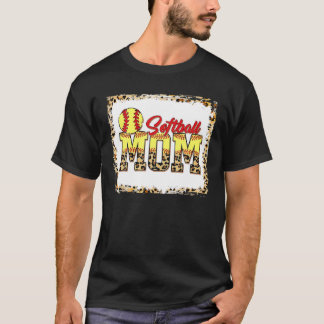 ソフトボール母ヒョウ漂白ママ母ママ母ダ Tシャツ