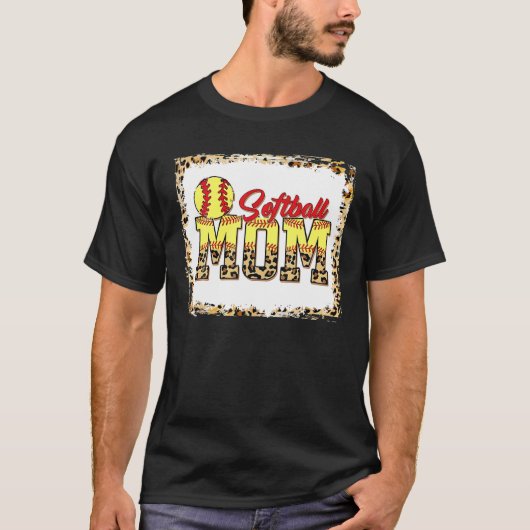 ソフトボール母ヒョウ漂白ママ母ママ母ダ Tシャツ (正面)