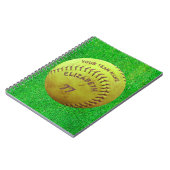 ソフトボール汚れ名チーム番号ボールノートブック ノートブック (左側)